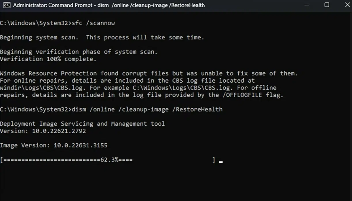 Step-2. Run SFC and DISM to repair system files